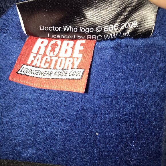 Doctor Who Tardis Bath Robe Blue Size Small BBC *flaws Read* Belt‎ Tie Replaced - Picture 6 of 14